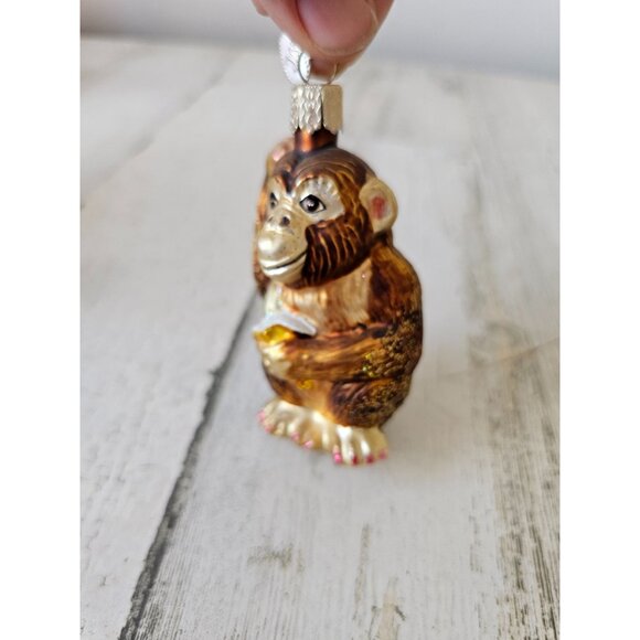 Old world OWC monkey banana glass ornament glitter Xmas tree - Picture 2 of 8